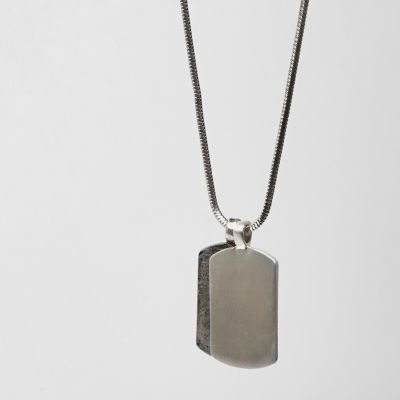 Silver tone dog tag necklace